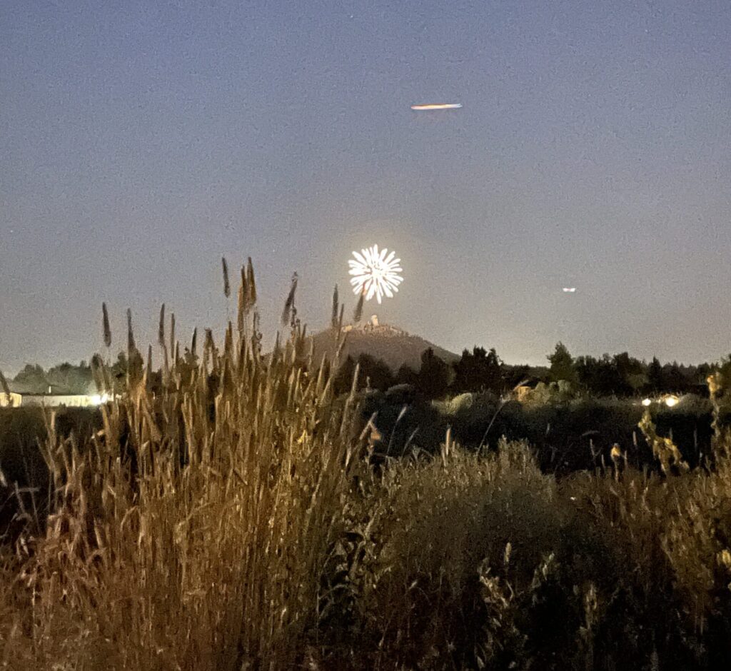 Fireworks on Pilot Butte in Bend, Oregon
